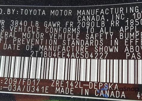 2010 Toyota Corolla S from USA, damaged, VIN 2T1BU4EE4AC504227